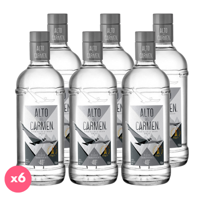 Pack CAJA PISCO ALTO DEL CARMEN TRANSPARENTE: 6x Pisco Alto del Carmen Transparente 750cc 40º alc.  ml